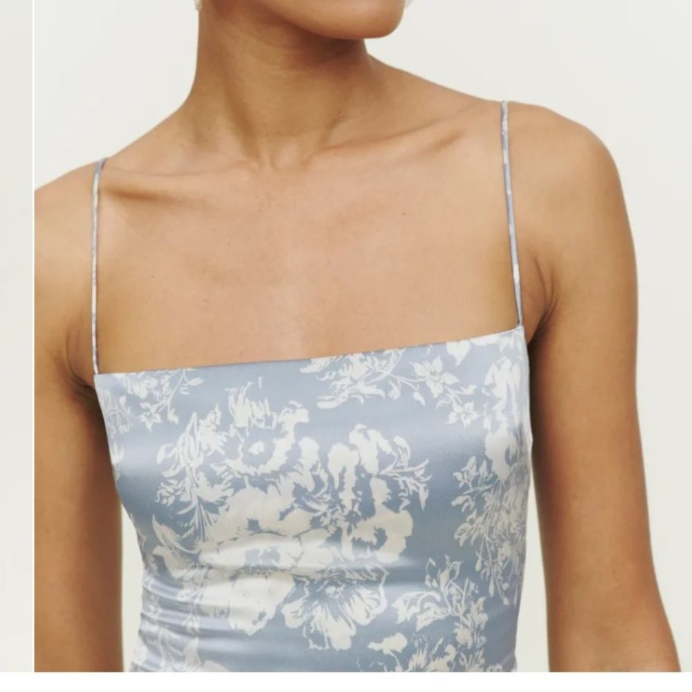 Reformation Frankie Silk Dress in Porcelain | On Sale - Picture 8 of 15